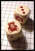 Dice : Dice - 6D - Koplow Brown and White Bear - Ivory With Brown Bear